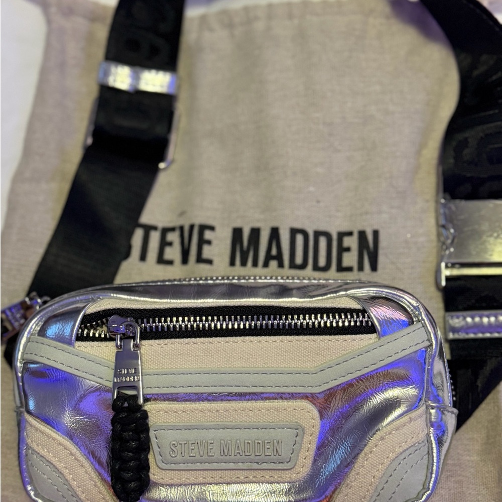 Steve Madden Mini Metallic Silver Crossbody Bag
